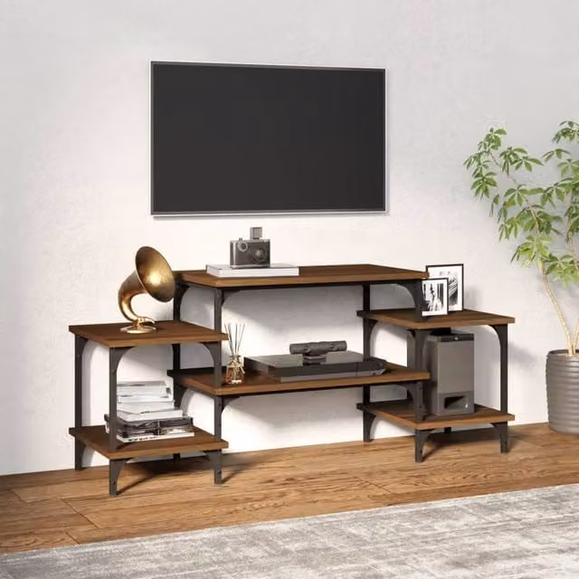 Berkfield Home Brown Oak TV Cabinet in Engineered Wood, W/D/H: 117 x 35 x 52 cm