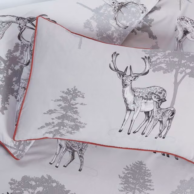 Rapport Home Sherwood Reversible Graphic Duvet Cover, Grey, W: 140 cm, L: 200 cm