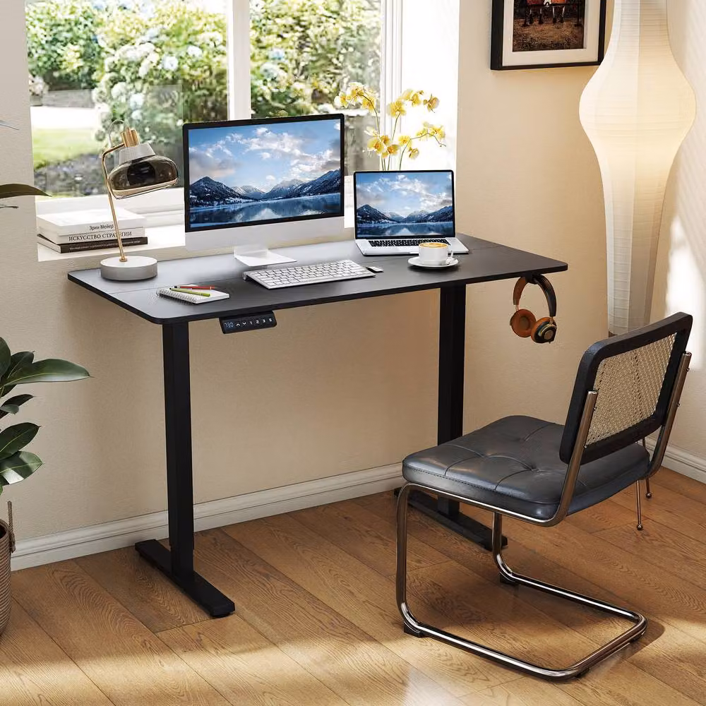 Costway Electric Height Adjustable Ergonomic Standing Computer Desk in Black, W/D: 120 x 60 cm – 4