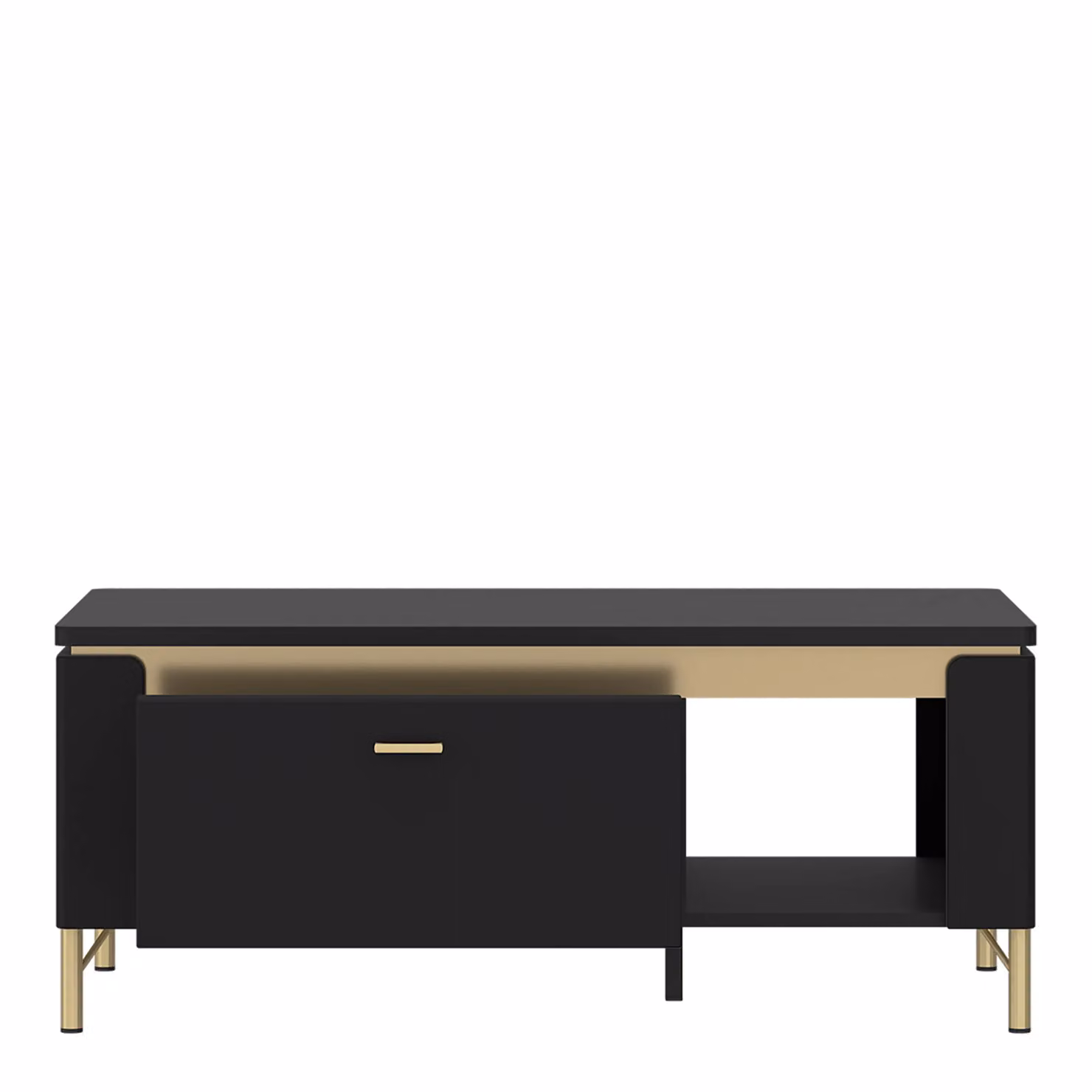 Furniture To Go Genoa Coffee Table with 1 Drawer in Black Matt and Gold – 2