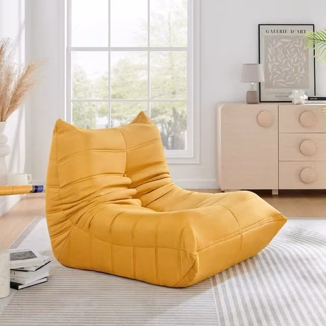 Bravich LTD Cocoon Ochre Lazy Lounge Chair in Mustard Yellow Microfibre