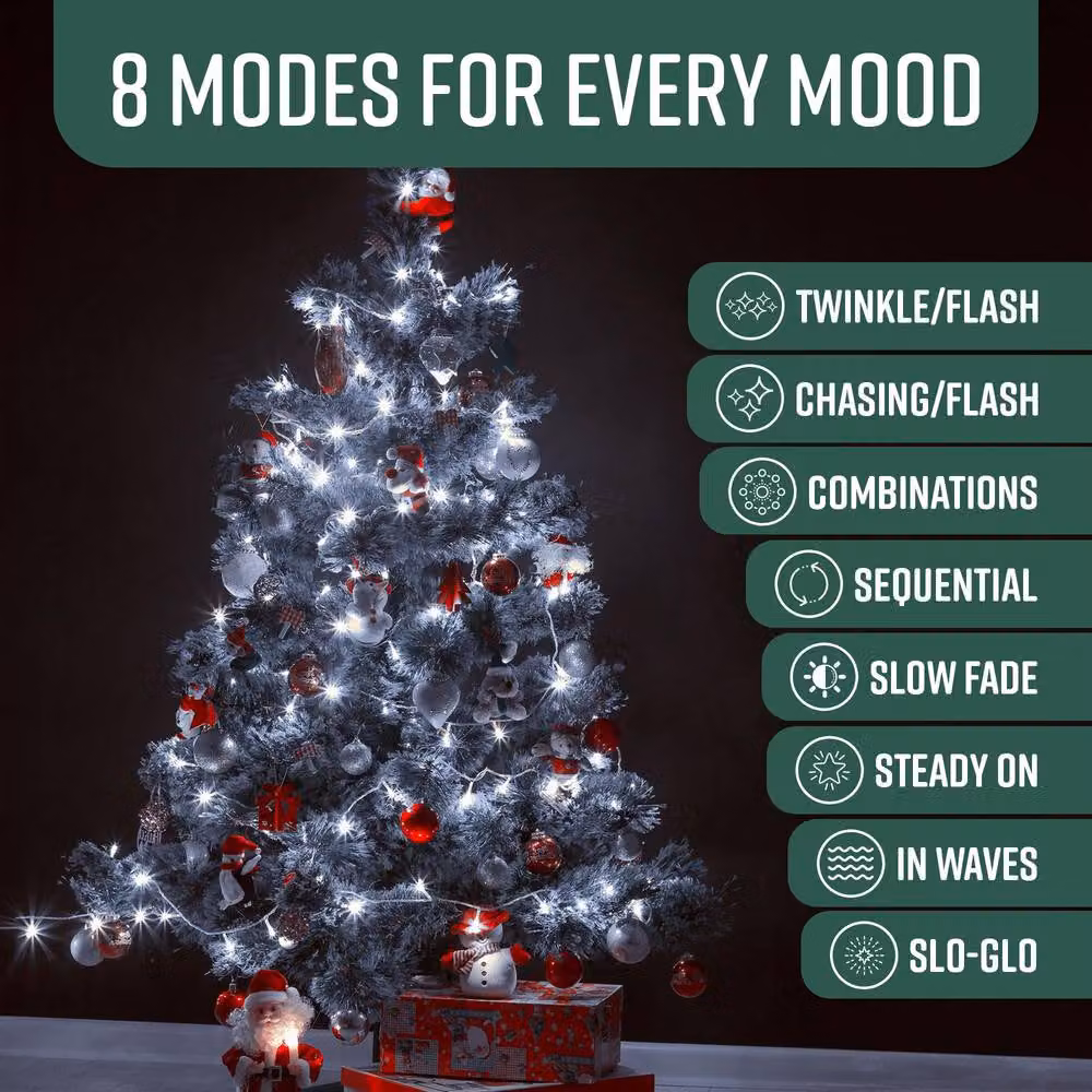 GloBrite 50 LED Battery Operated Cool White Fairy String Lights with Remote Control – 6
