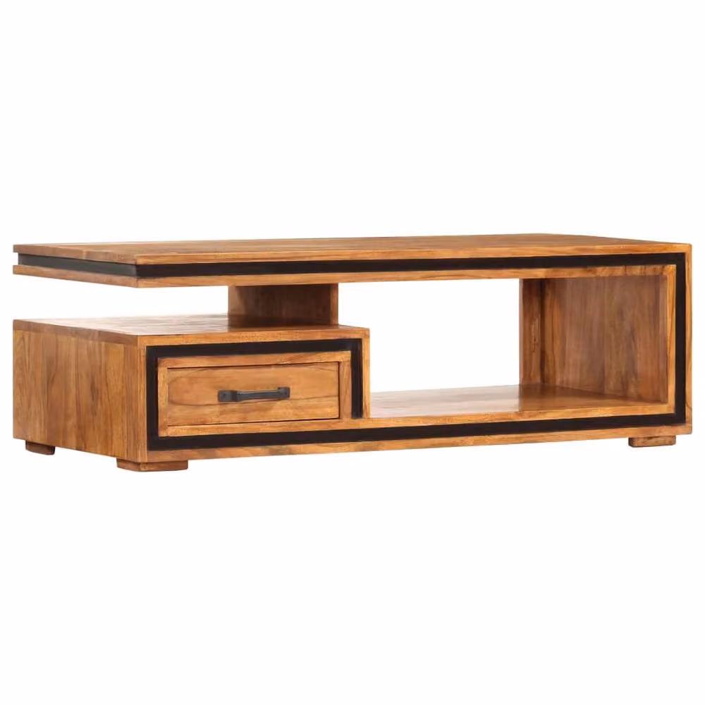Berkfield Home Brown Solid Acacia Wood Coffee Table W/D/H: 100 x 45 x 33 cm – 2