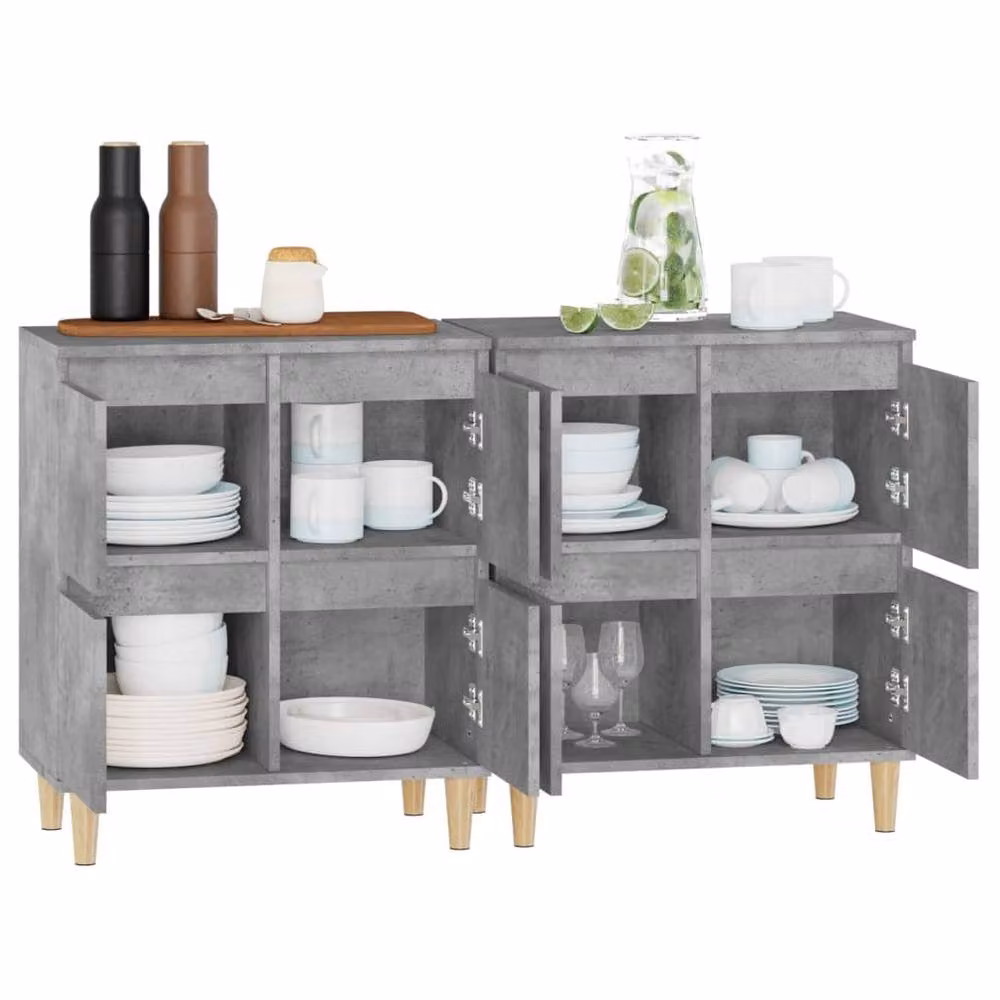Berkfield Home Set of 2 Concrete Grey Sideboards in Engineered Wood W/D/H: 60 x 35 x 70 cm – 2