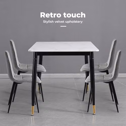 Levede Set of 4 Grey Synthetic Leather Padded Dining Chairs with Cantilever Base – 3