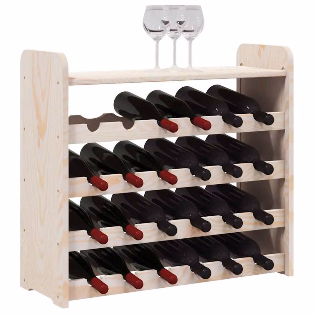 Berkfield Home Rustic Solid Wood Pine Wine Rack with Top Board, Natural/Brown, W/D/H: 67.5 x 25 x 60 cm – 4