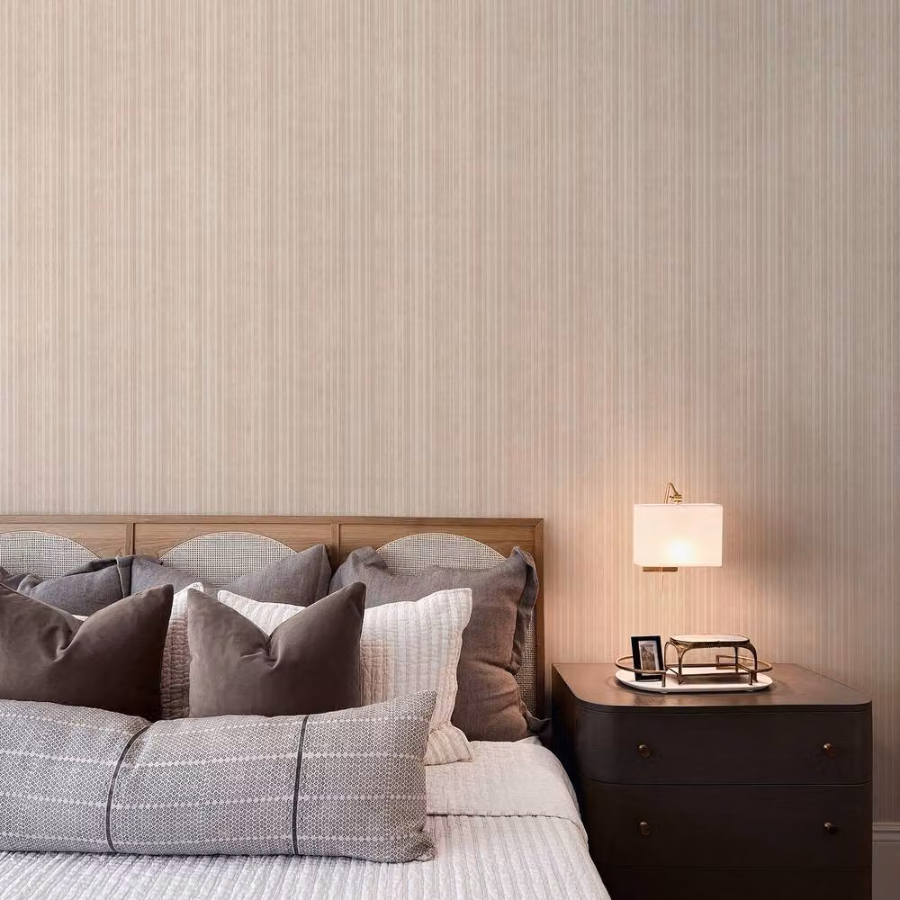Graham & Brown Abstract Botanical Striped Vinyl Wallpaper in Beige and Sand, W/H: 52 cm x 5.2 m – 2