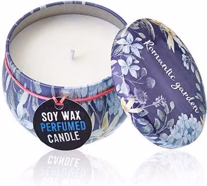 Ancient Wisdom Art Tin Candle Romantic Garden Tea and Rose in Purple and Silver – 2