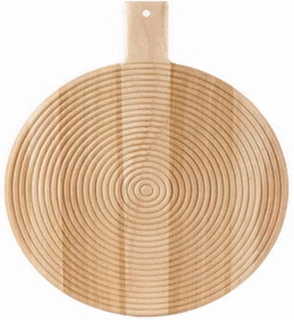 Sur La Table Large Round Striped Wood Paddle Board in Brown