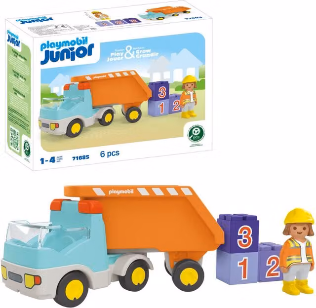 Playmobil Junior Yellow Dump Truck Construction Vehicle