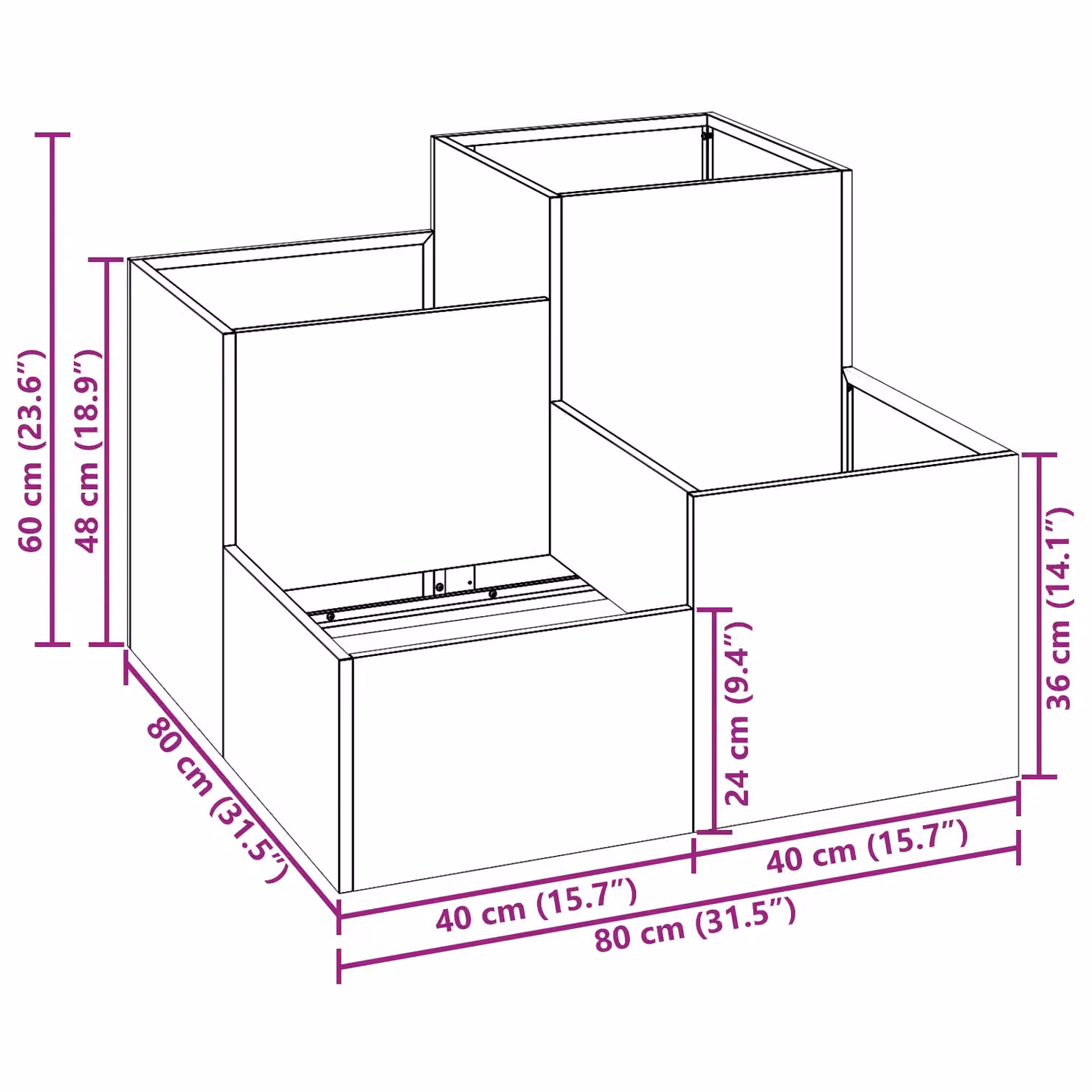 Berkfield Home Steel Garden Planter Tub in Green, W/D/H: 80 x 80 x 60 cm – 5