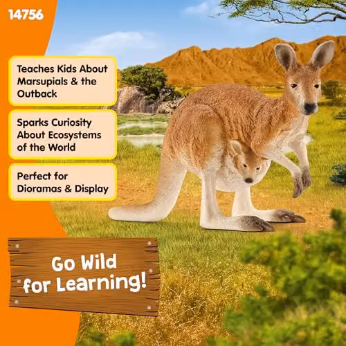 Schleich Wild Life Kangaroo Toy Figurine in Red and Brown – 3