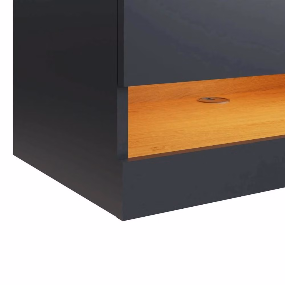 FORGEVIO Minimalist Wall Mounted TV Media Entertainment Unit with Integrated LED Lighting in Grey Anthracite Matt, W: 180 cm, D: 30 cm – 3