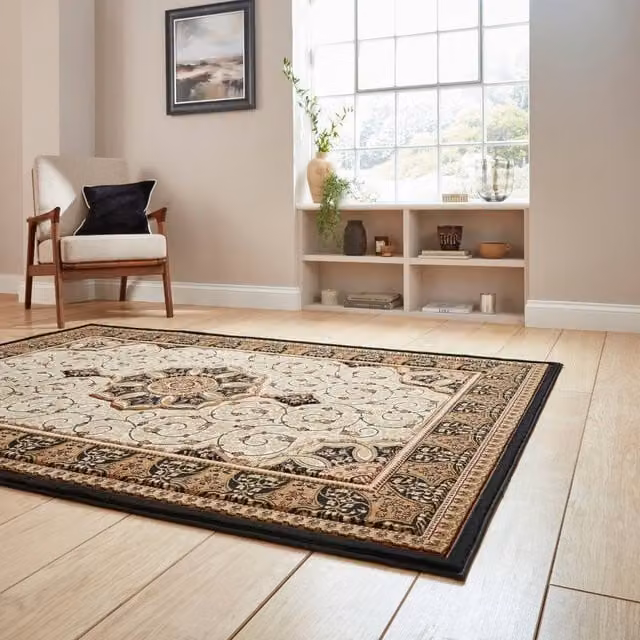 The Rug Shop UK Traditional Stain-Resistant Easy Care Floral Area Rug in Beige, W: 280 cm, D: 380 cm – 1