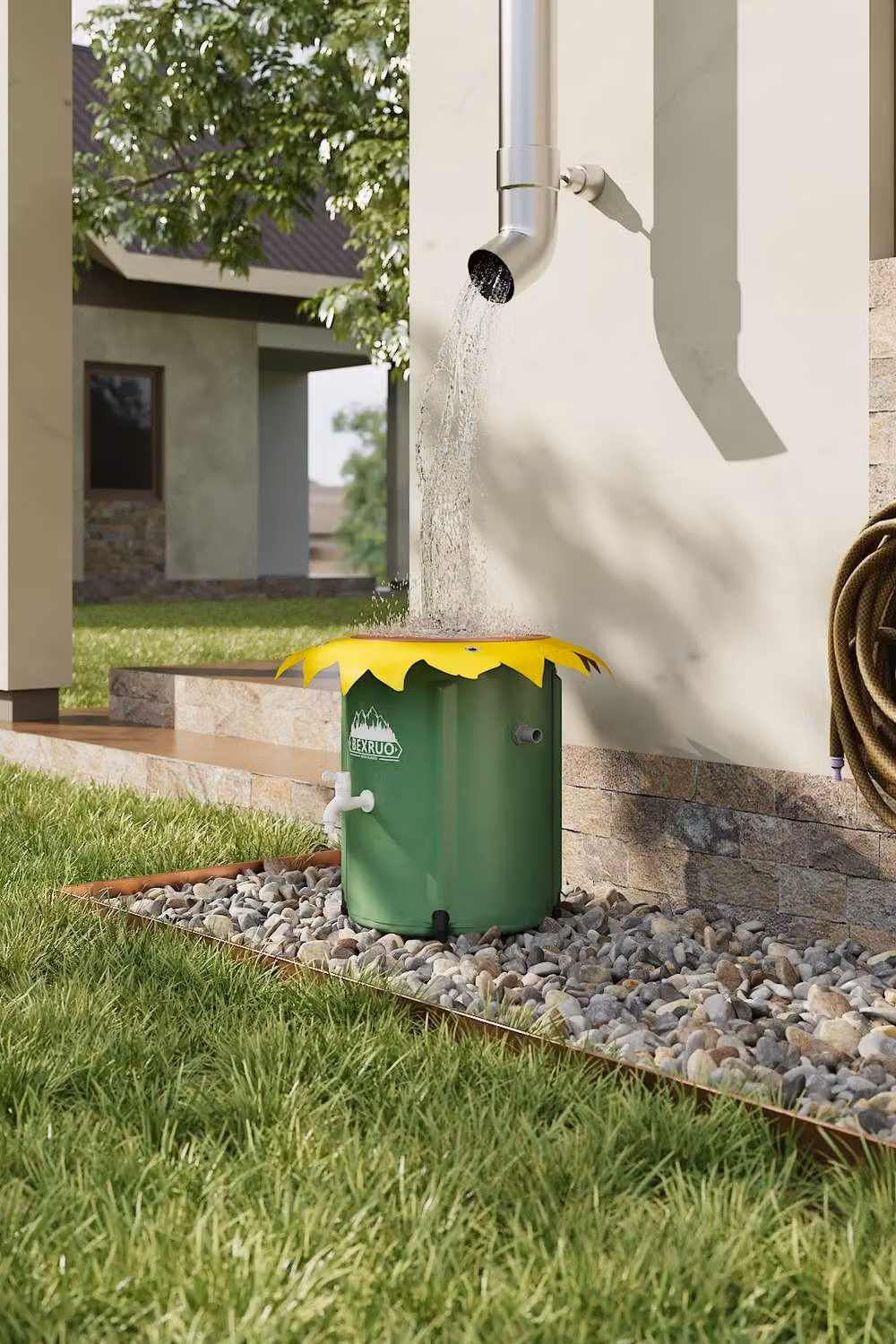 Living and Home 50L Collapsible Rain Barrel with Spigot and Overflow in Green – 3