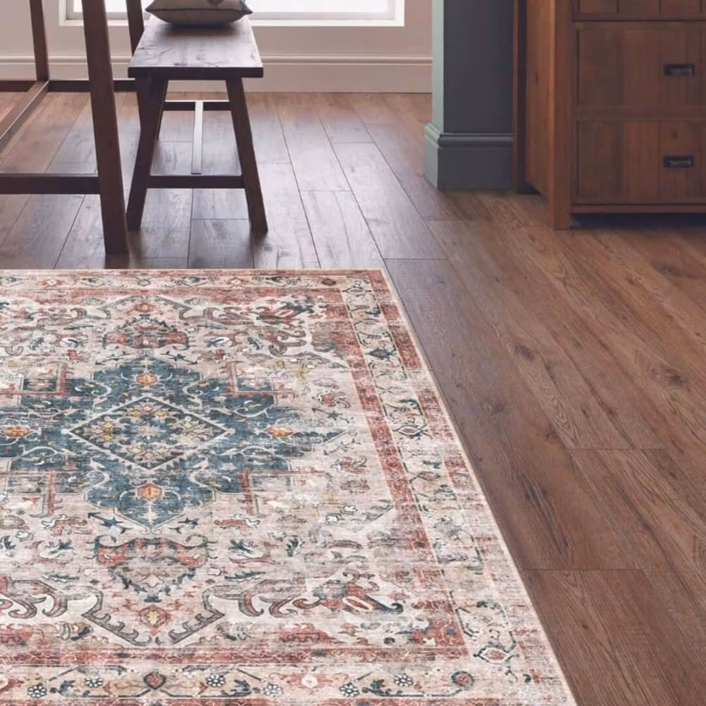 THE RUGS Buram Vintage Washable Polyamide Non-Slip Rug in Light Beige, W: 120 cm, L: 160 cm – 2