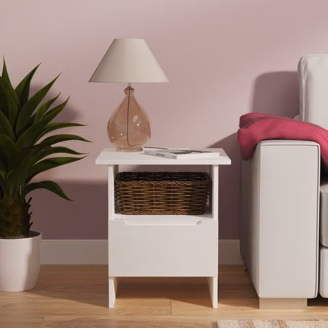 2 U Lucca Ready Assembled Small Bottom Drawer Lamp Table in White – 1