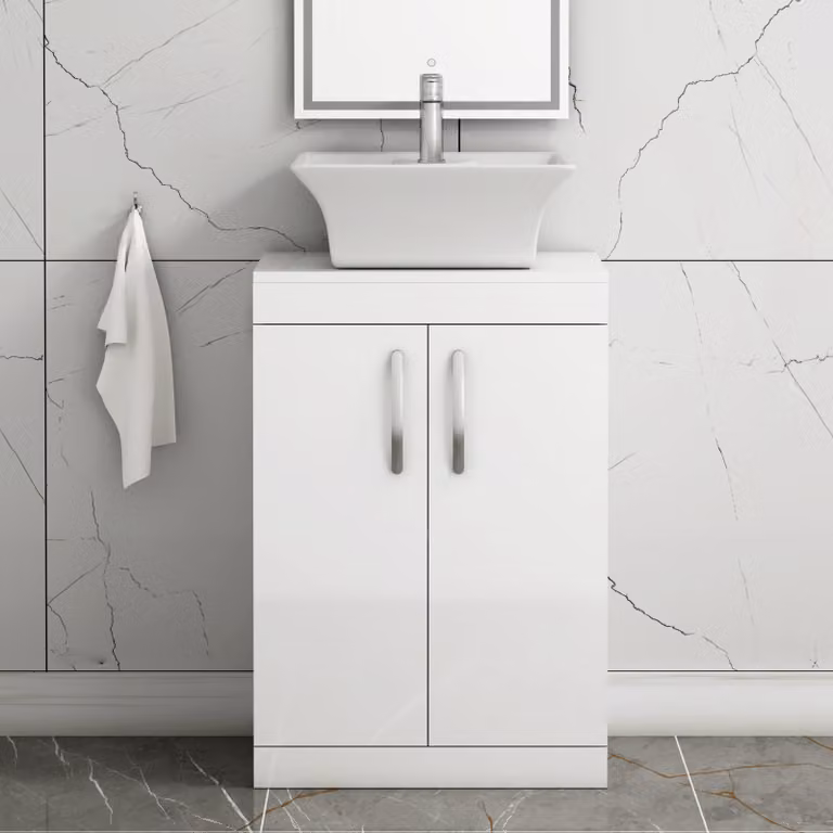 Royal Bathrooms Turin 500mm Floor Standing 2 Door Gloss White Vanity Unit