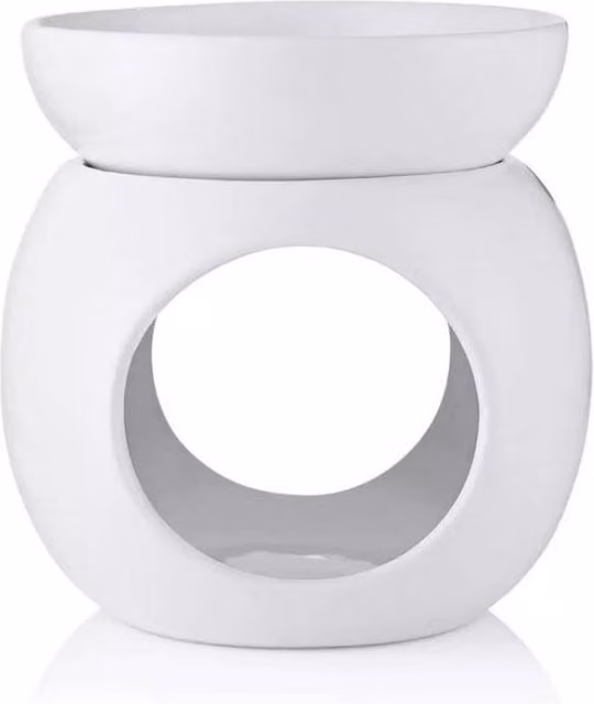 KDMD Ava May Round Ceramic Wax Burner, White, W/D/H: 12 x 12 x 12 cm