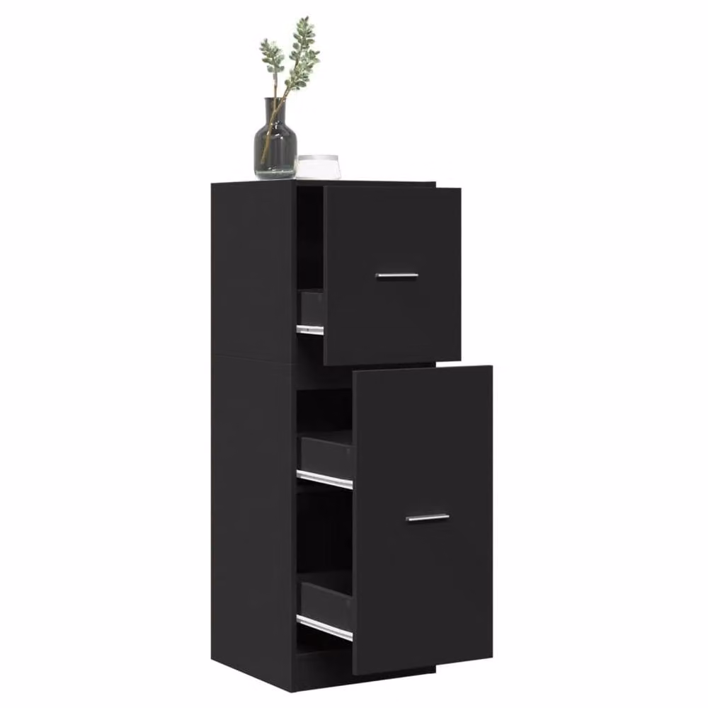 Berkfield Home Elegant Apothecary Cabinet in Black, W/D/H: 40 x 41 x 118 cm – 2