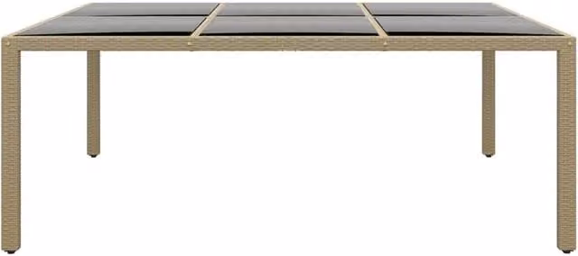 Berkfield Home Rectangular Garden Table in Beige Poly Rattan and Tempered Glass, W/D/H: 200 x 150 x 75 cm – 1