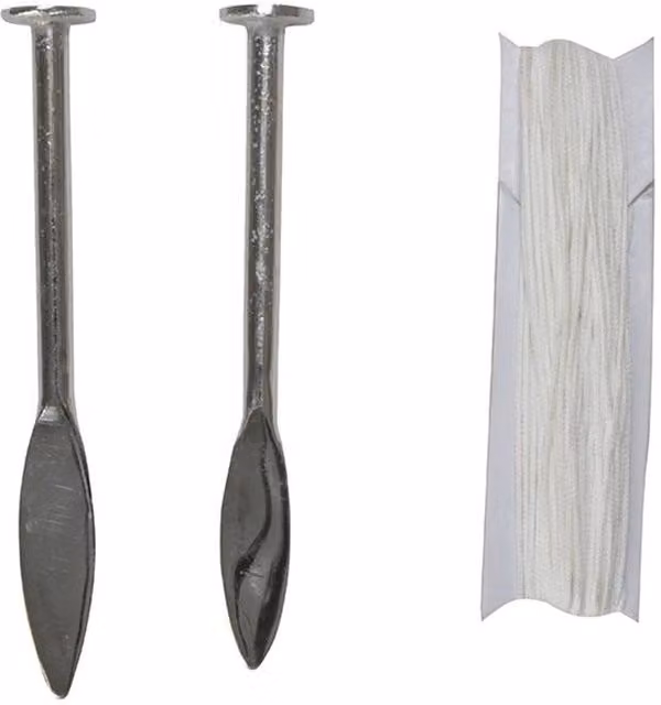 Faithfull LP1 Line Pins (Card of 2) and 18m Line in Multi Colour and Silver Galvanised Steel