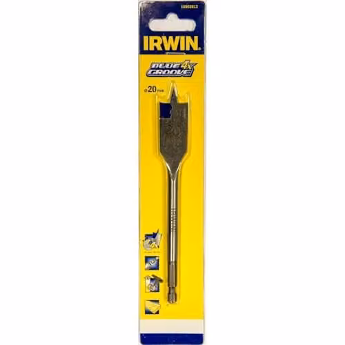 Irwin Blue Groove 4X Auger Flat Bit, Silver, 20 mm x 152 mm