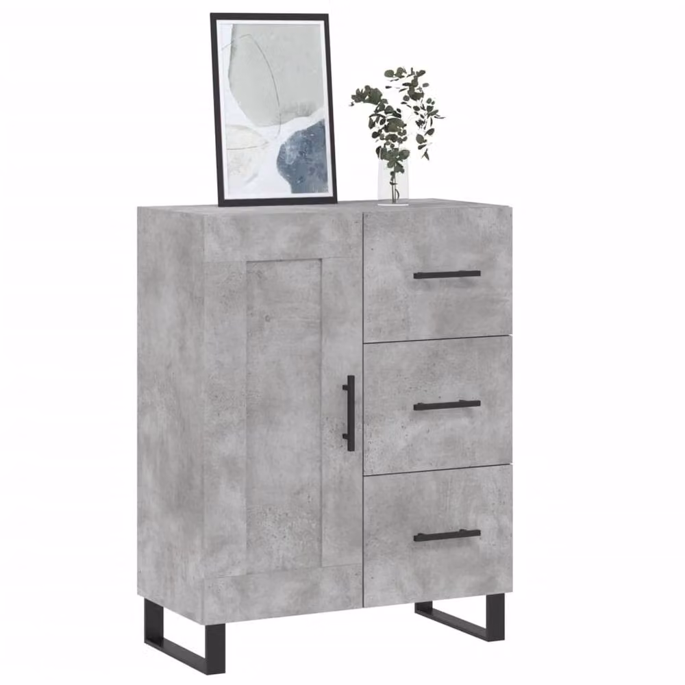 Berkfield Home Modern Sideboard in Concrete Grey, W/D/H: 69.5 x 34 x 90 cm – 3