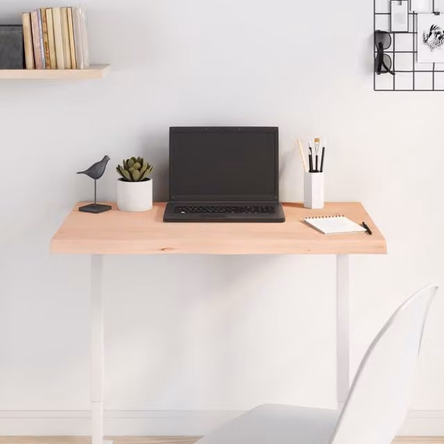 Berkfield Home Solid Oak Table Top in Brown, W: 80 cm, D: 50 cm, H: 2-4 cm