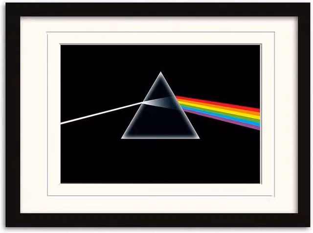 Pink Floyd Dark Side Of The Moon Multicolour Mounted Wall Print in Black