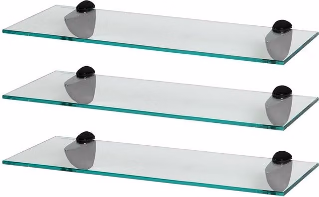 Harbour Housewares Black Floating Glass Shelf, Width: 50 cm