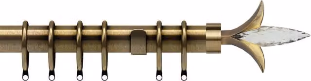 Terrys Fleur de Lys 35mm Metal Curtain Pole in Antique Brass Gold