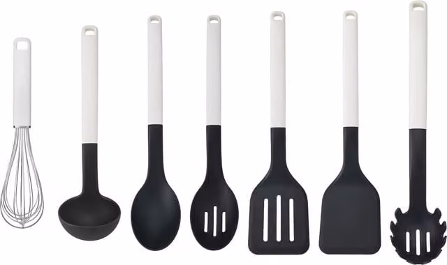 KitchenAid 7-Piece White Silicone and Stainless Steel Utensil Set