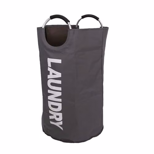 Libbi Lou 90L Waterproof Laundry Bag Hamper with Aluminium Handles, Grey, H 79 cm x W 38 cm