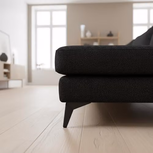 Abakus Direct Venice Modern L-Shaped Corner Sofa in Black with Scatter Cushions and Right Hand Facing Orientation – 3