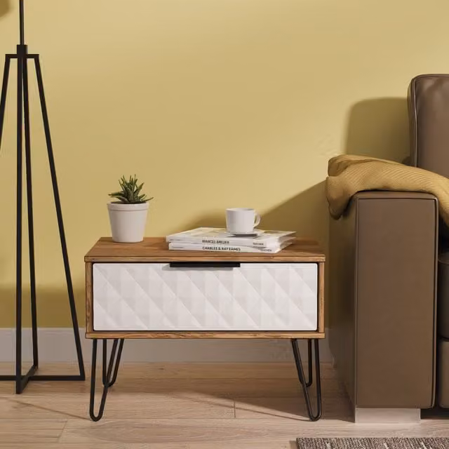 2 U Islay Ready Assembled Wide Side Table with 1 Drawer in White