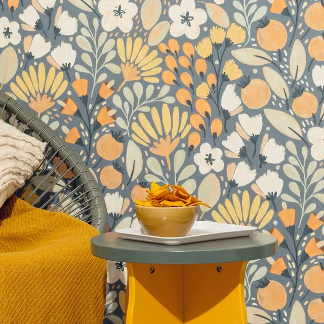 Erismann Jardin Poetry Floral Botanical Vinyl Wallpaper, Multicolour and Orange