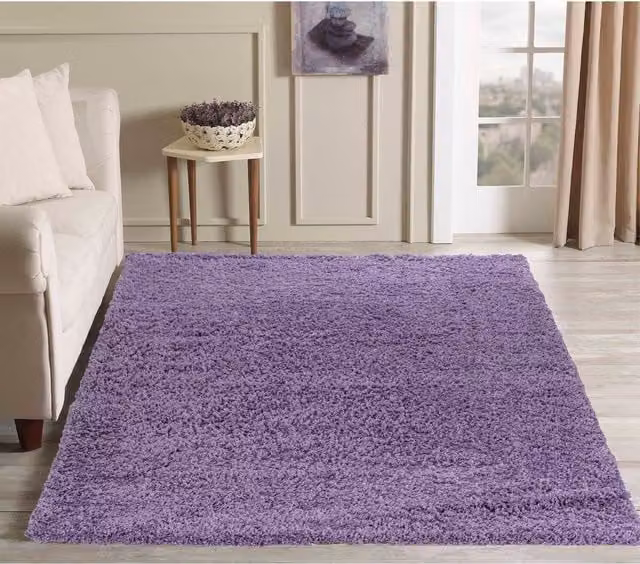 Desire Rugs Plain Shaggy Area Rug in Purple, W: 200 cm, D: 290 cm