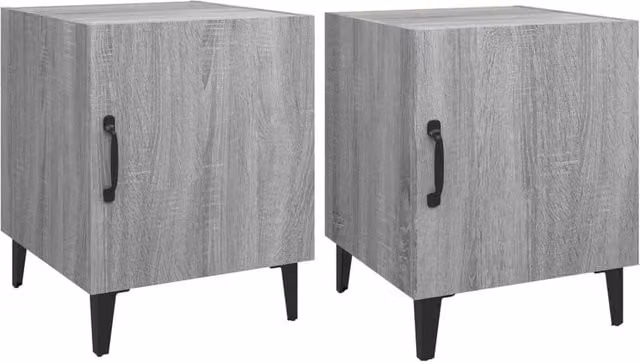 Berkfield Home Set of 2 Bedside Cabinets in Grey Sonoma Matt MDF – 1