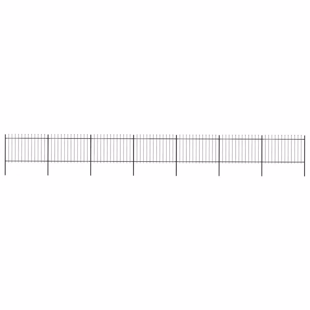 Berkfield Home Elegant Spear Top Steel Garden Fence, Black, W: 11.9 m, H: 1.2 m