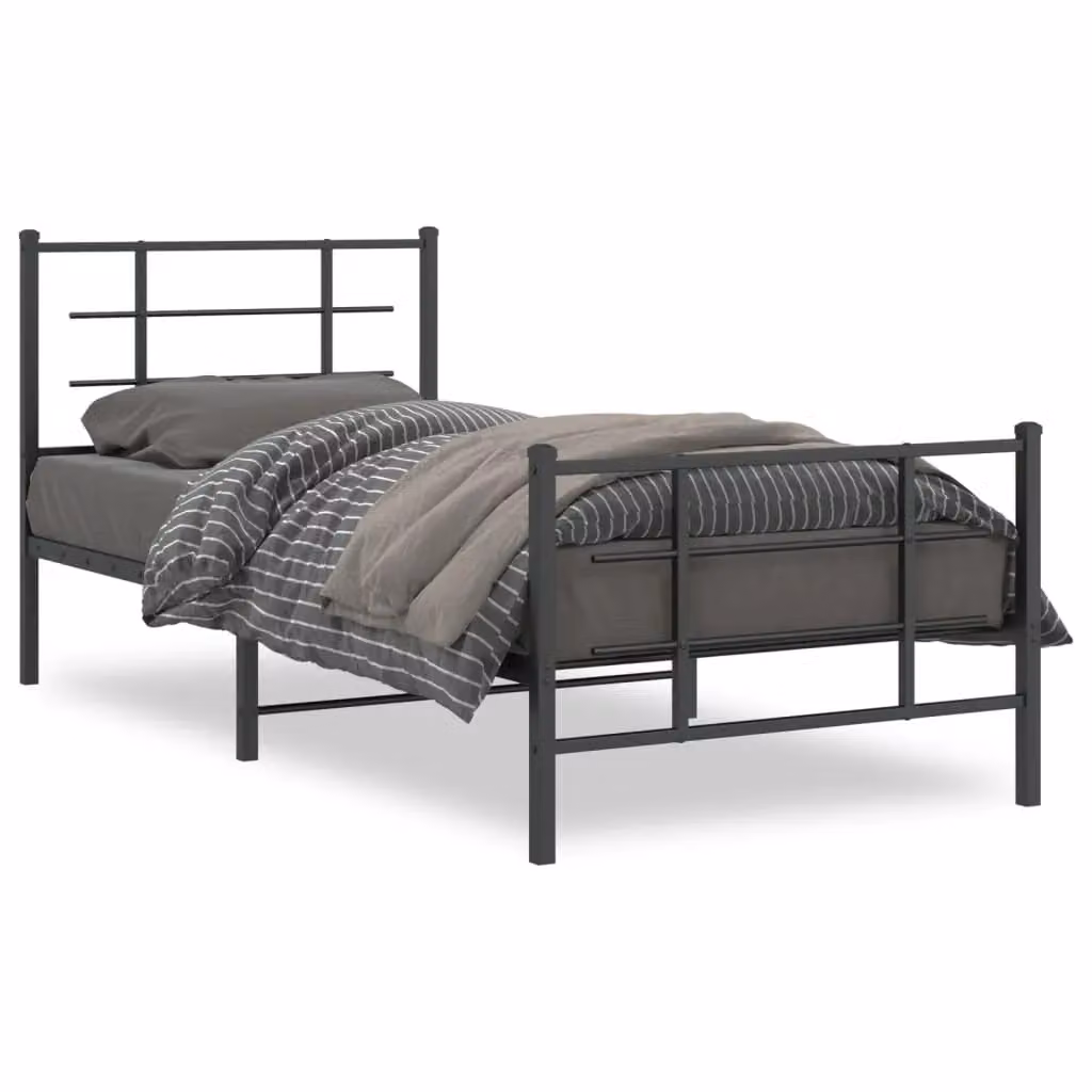Berkfield Home Metal Bed Frame with Footboard, Black, W/D/H: 90 x 200 cm – 2