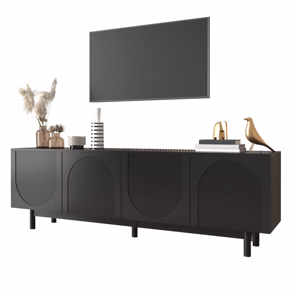 Rolipo Black Modern Matt TV Cabinet Lowboard for your Living Room – 4