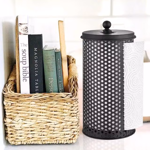 The Mia UK Freestanding Metal Paper Towel Holder in Black