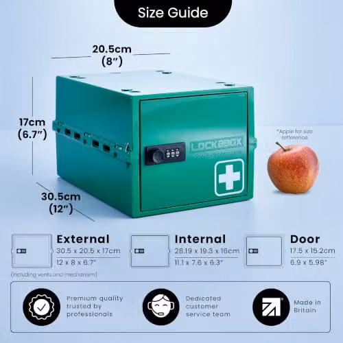 Lockabox One Premium Lockable Medicine Box, Medi Green, W/D/H: 31 x 21 x 17 cm – 4