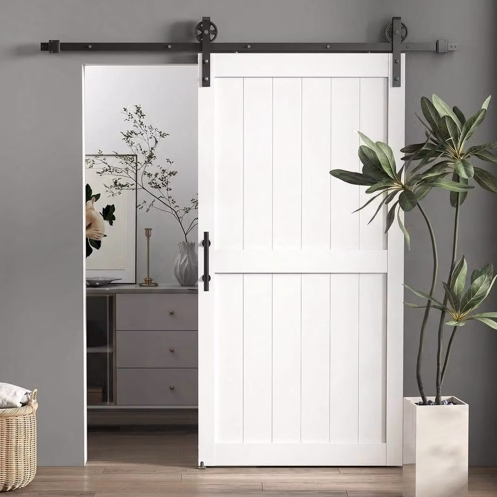 PAWNORA White Modern Sliding Barn Door Kit, Height: 213.4 cm – 4