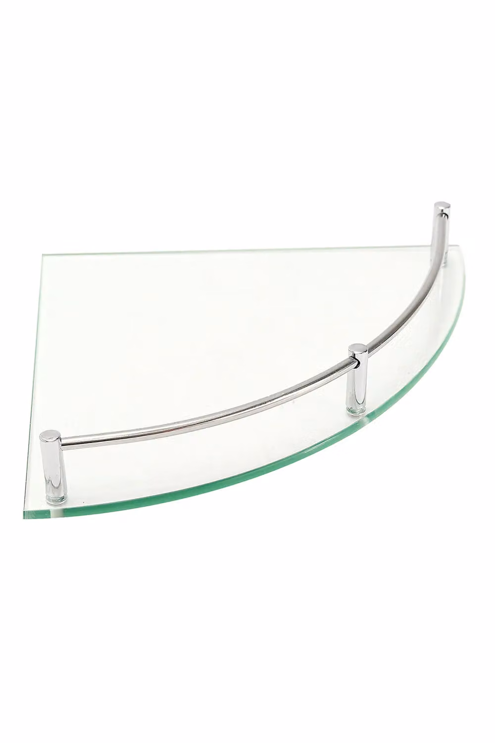 Living and Home Modern Single Layer Glass Corner Bathroom Shower Shelf with Silver Stainless Steel Frame – 2