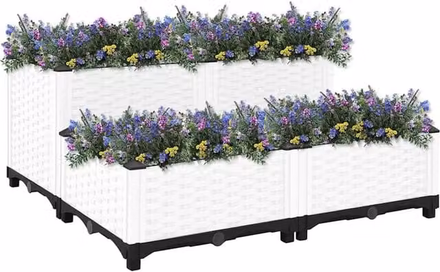 Berkfield Home White Polypropylene Raised Bed W/D/H: 80 x 80 x 38 cm