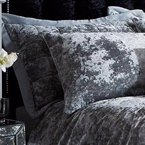 Catherine Lansfield Crushed Velvet Pillowsham Pair in Silver