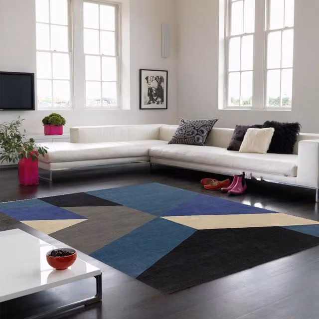 The Rug Shop UK Petrol Teal Geometric Abstract Modern Rug, W: 200 cm, D: 290 cm