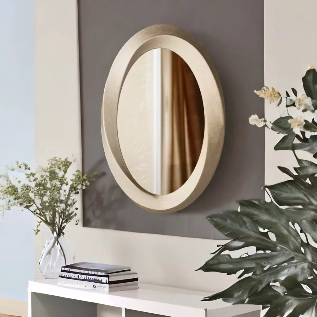 Pirlo Plush Retro Large Oval Wall Vanity Mirror in Gold – 2